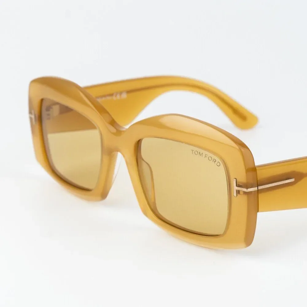 Tom Ford VENETIA Men Sunglasses Yellow Brown Rectangle FT1218 39E NEW AUTHENTIC